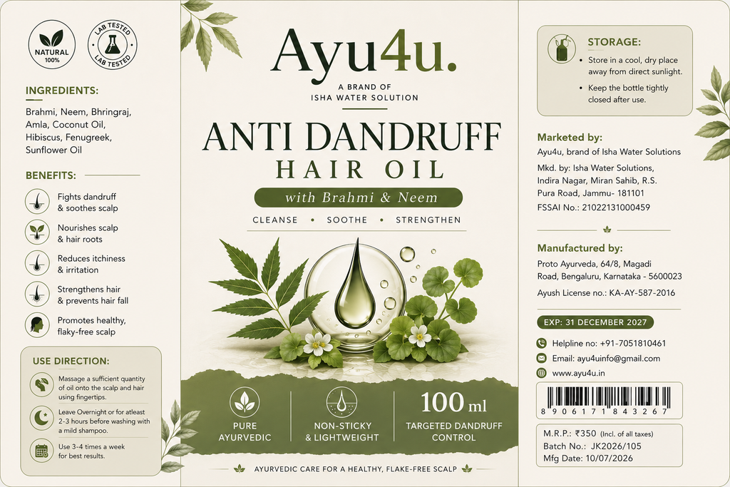 Anti Dandruff Hair Oil with Brahmi & Neem