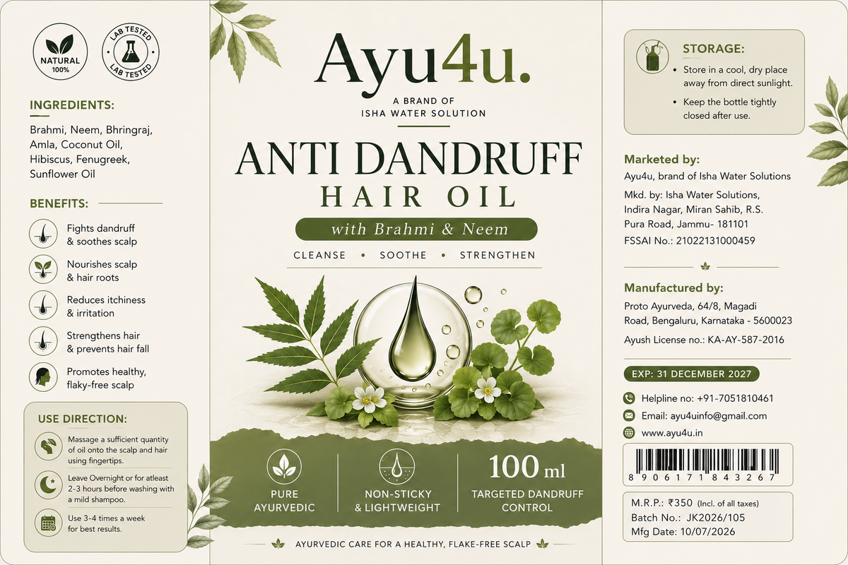 Anti Dandruff Hair Oil with Brahmi & Neem