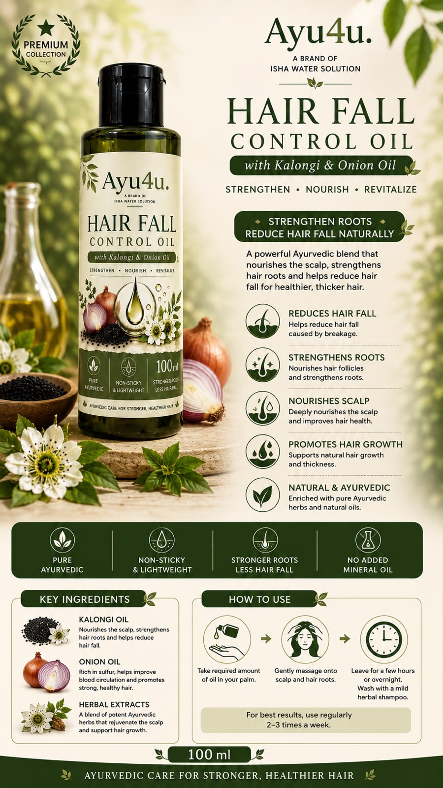 Hair Fall Control Oil with Kalongi & Onion Oil
