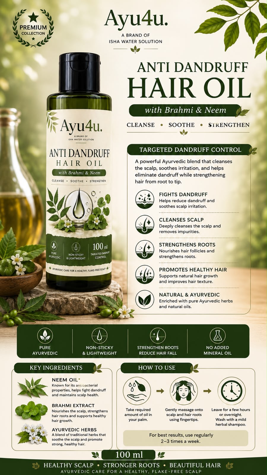 Anti Dandruff Hair Oil with Brahmi & Neem